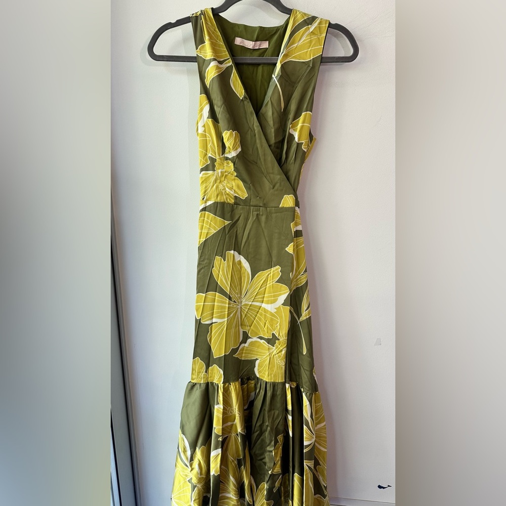 Hutch, Olive Green Yellow nwot Floral Maxi Dress, Size S | 1593 - Picture 5 of 5